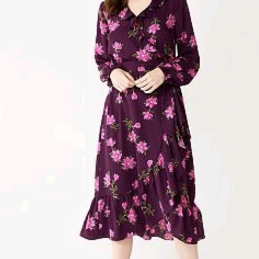 Draper James Purple Floral Midi Dress